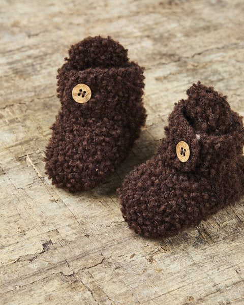 Wollen slofjes - Bouclé - Brown- Small Stuff