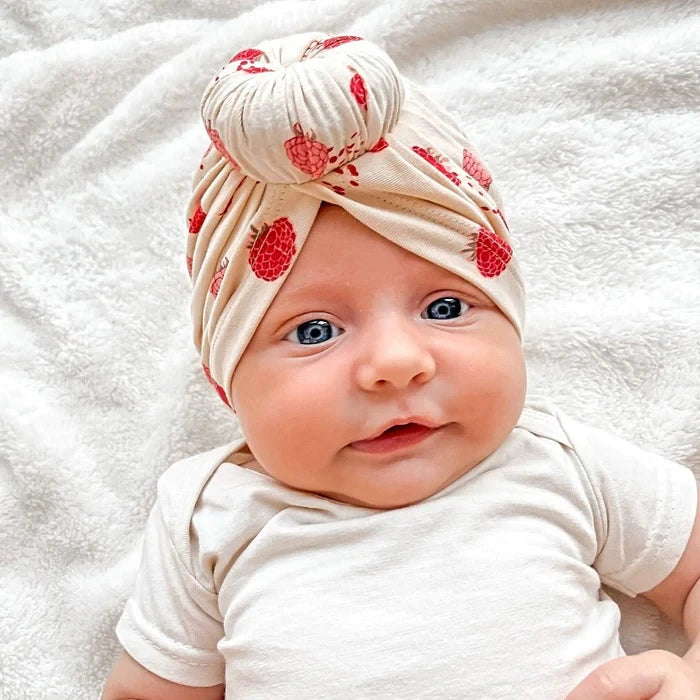 May Mays baby turban mutsje Bella frambozen