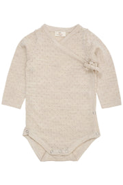 Merino wol overslagromper - Pale cream melange