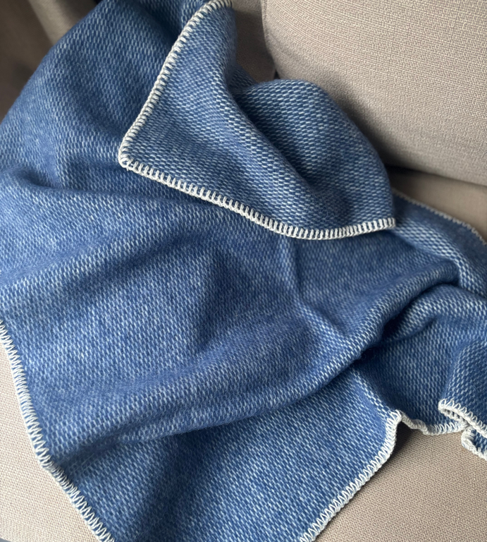 Ledikantdeken - Wol - Marineblauw