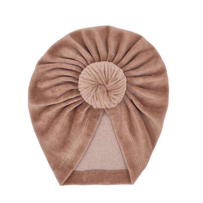 Baby turban mutsje velvet - Taupe