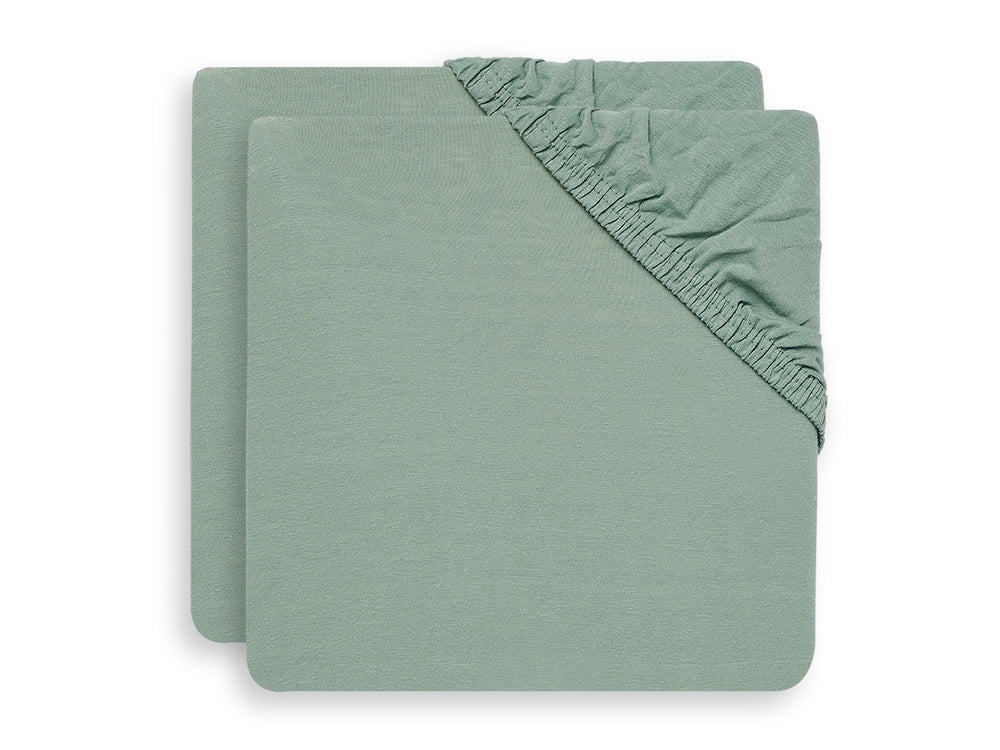 Hoeslaken Ledikant Jersey 60x120cm - Ash Green - 2 Stuks