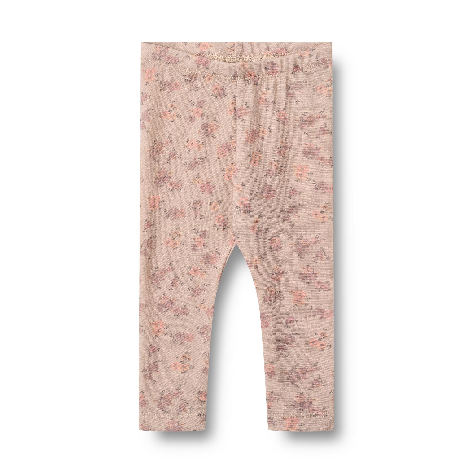 Wollen legging- lila bloemen