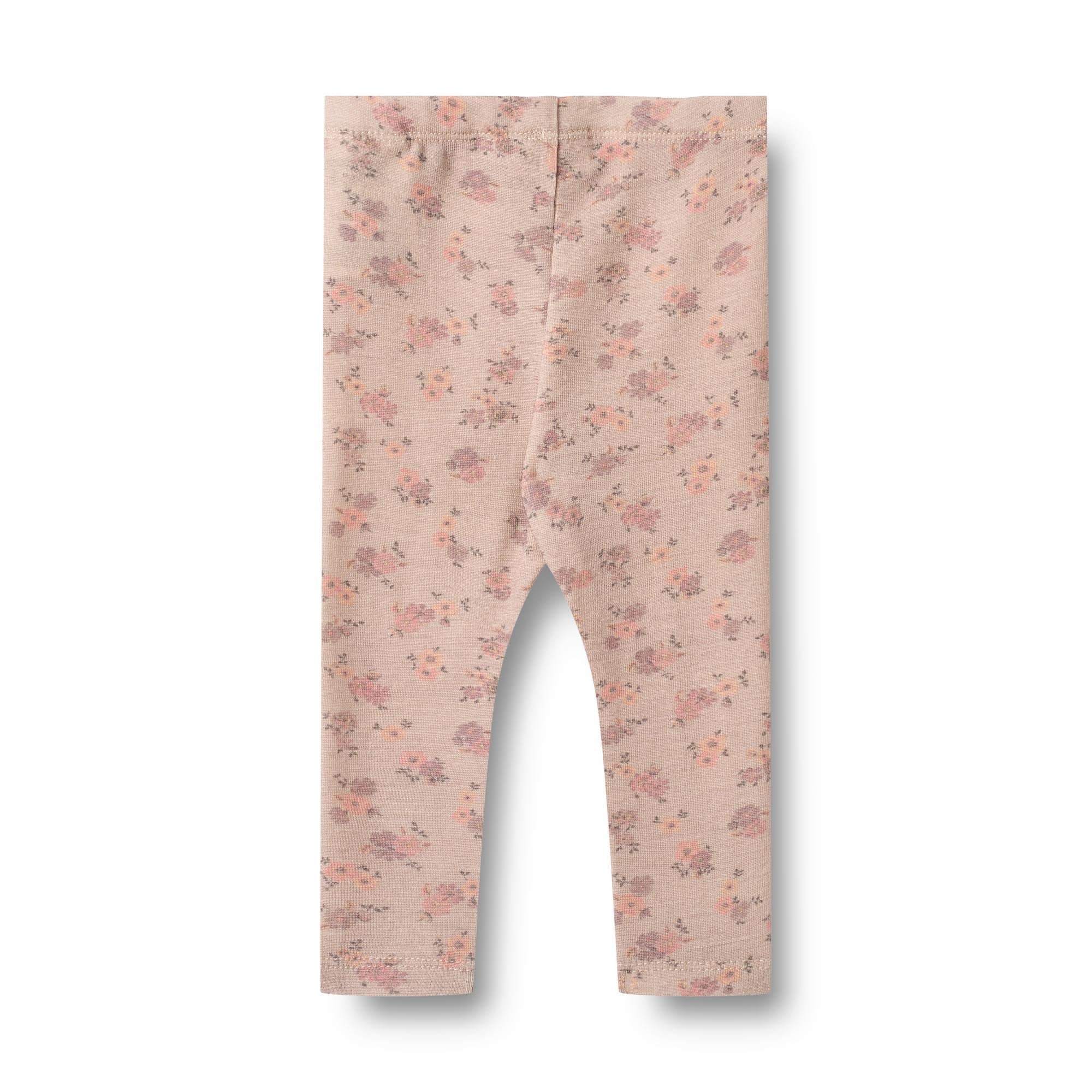 Wollen legging- lila bloemen