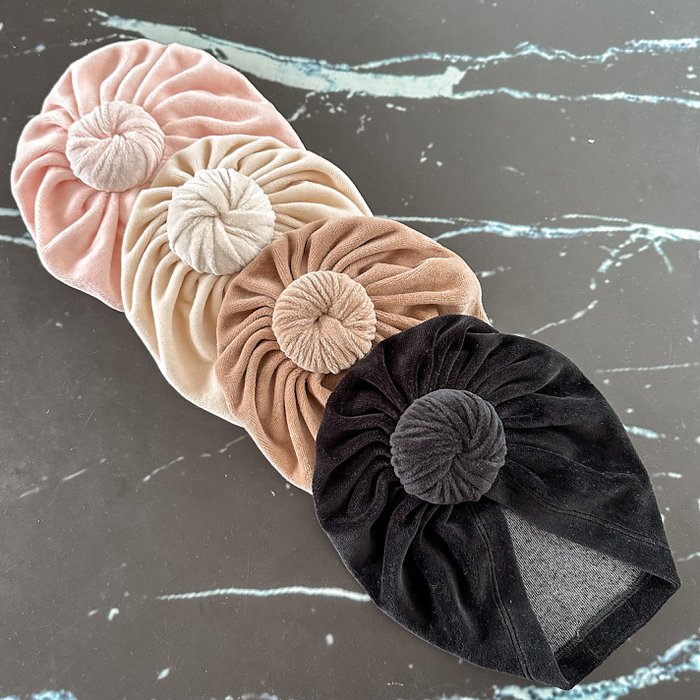 Baby turban mutsje velvet - Beige