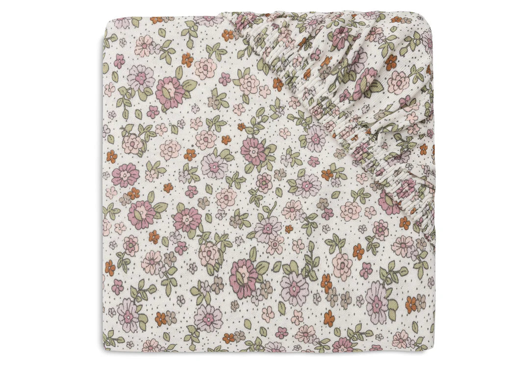 Hoeslaken Ledikant Jersey 60x120cm Retro Flowers