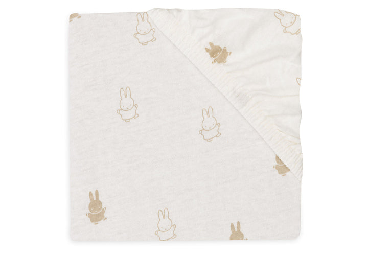 Hoeslaken Ledikant Jersey 60x120cm Happy Miffy - Nougat