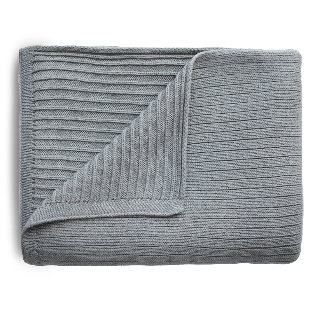 Wiegdeken - Knitted Ribbed - Grey melange