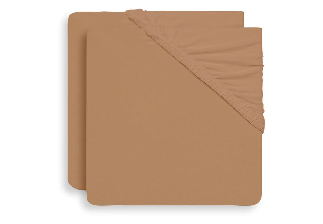 Hoeslaken Ledikant Jersey 60x120cm - Biscuit - 2 Stuks