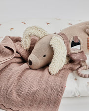 Wiegdeken visgraat motief - Merino wol - Soft powder
