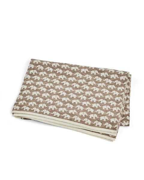 Wiegdeken Olifantenpatroon - Merino wol- Nature