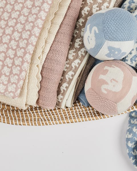 Wiegdeken Olifantenpatroon - Merino wol- Nature