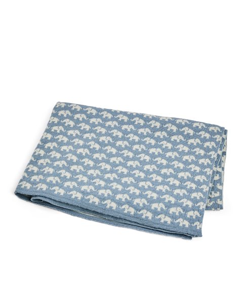 Wiegdeken Olifantenpatroon - Merino wol- Licht blauw