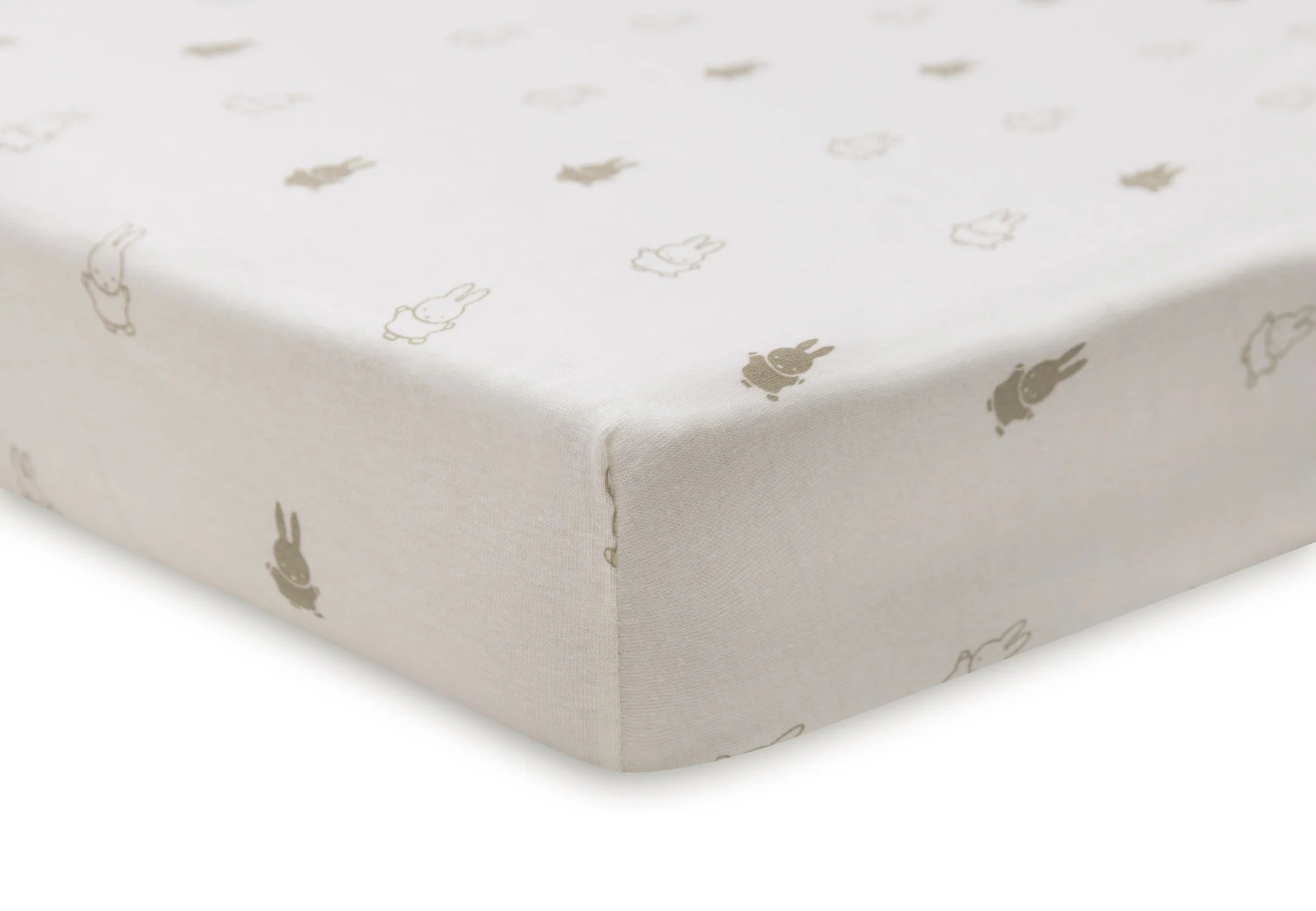 Hoeslaken Ledikant Jersey 60x120cm Happy Miffy -Olive Green