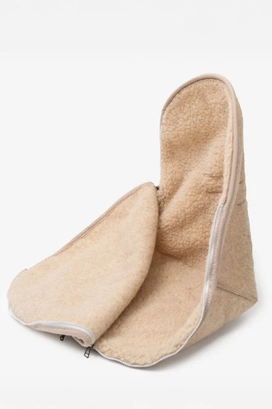 Wollen Baby voetenzak voor autostoel of maxi-cosi - Naturel Merinowol