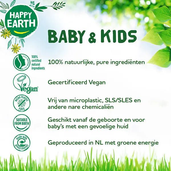 HAPPY EARTH Baby & Kids 100% Natuurlijke Zeepvrije Was & Badgel Baby & Kids