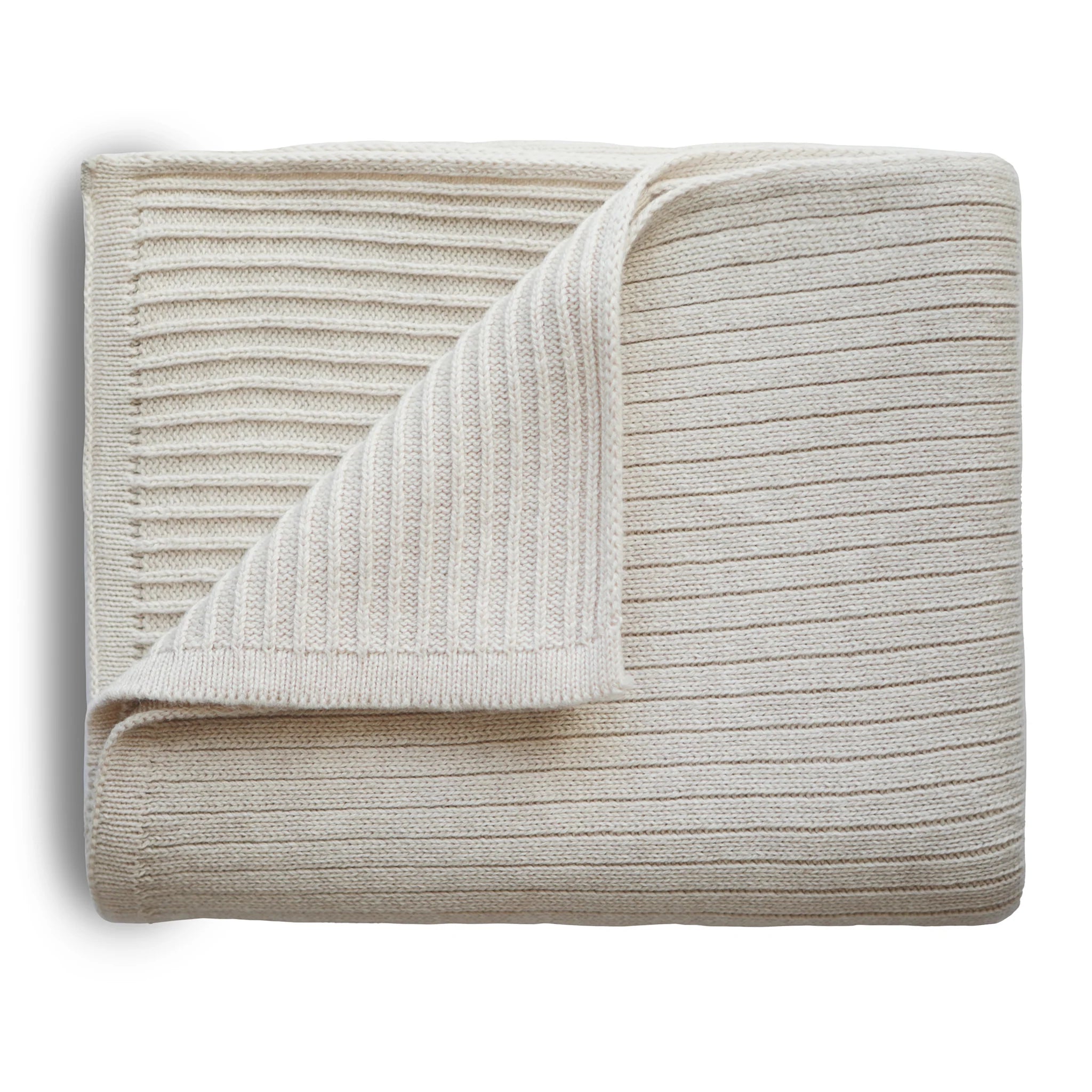 Wiegdeken - Knitted Ribbed - Beige melange