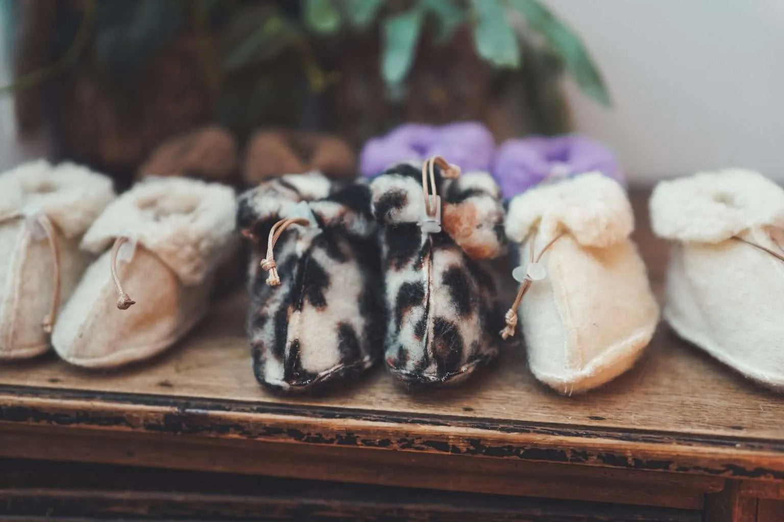 Wollen slofjes - Lila