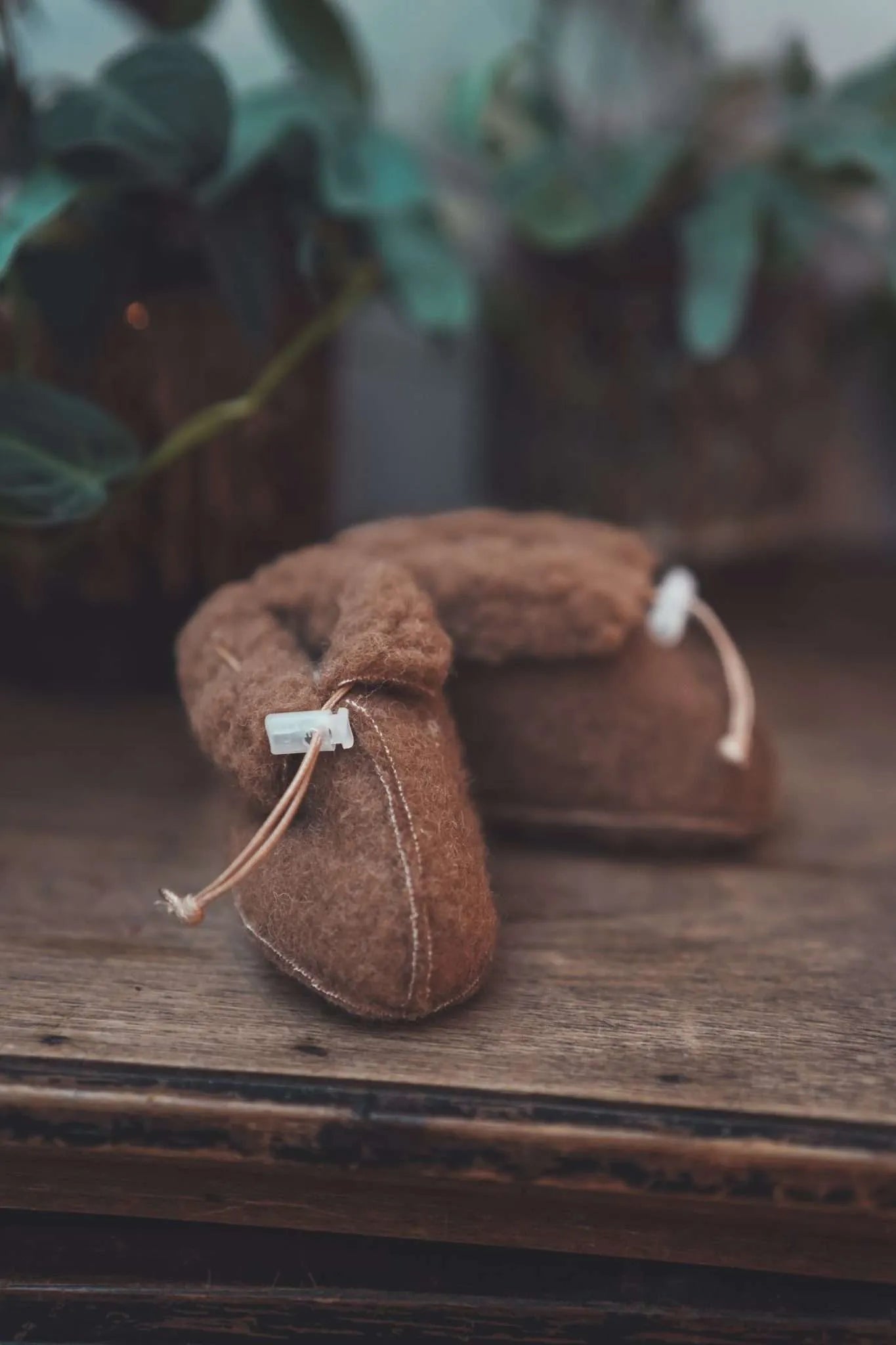 Wollen slofjes - Espresso