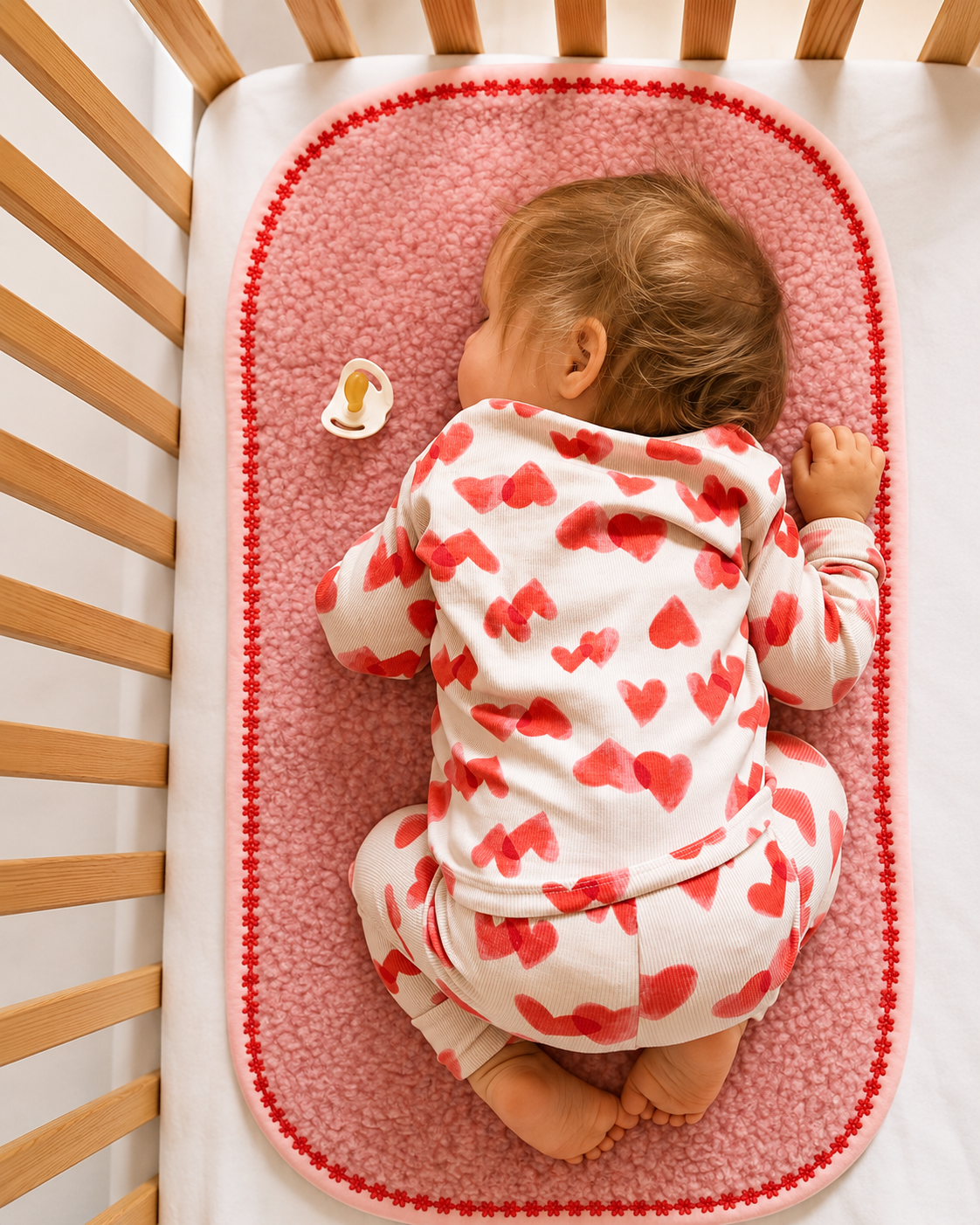 Wollen Onderlegger voor wieg / kinderwagen - Flower Power