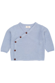 Merino wollen baby cross-over cardigan - Dusty Blue