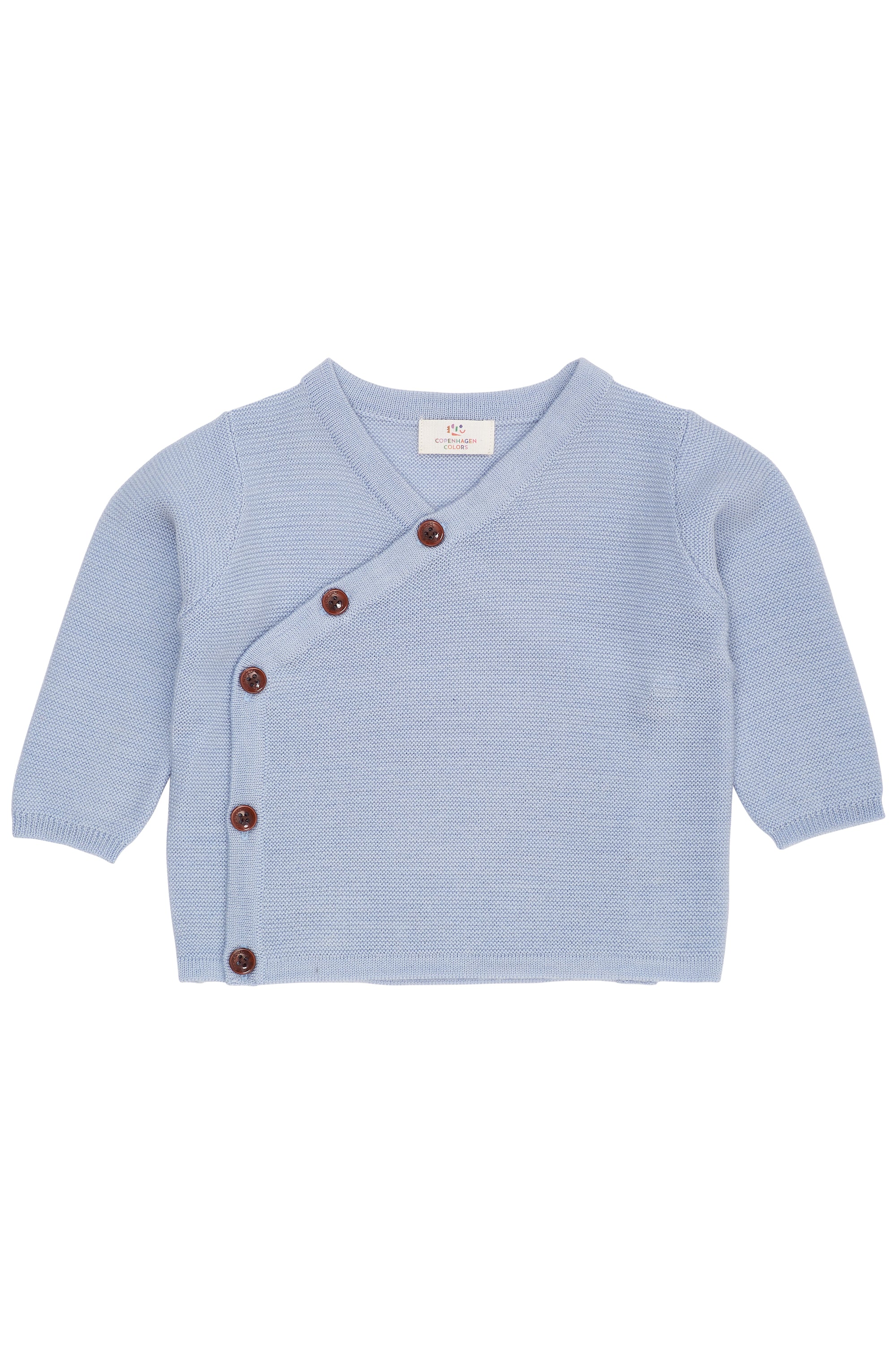 Merino wollen baby cross-over cardigan - Dusty Blue