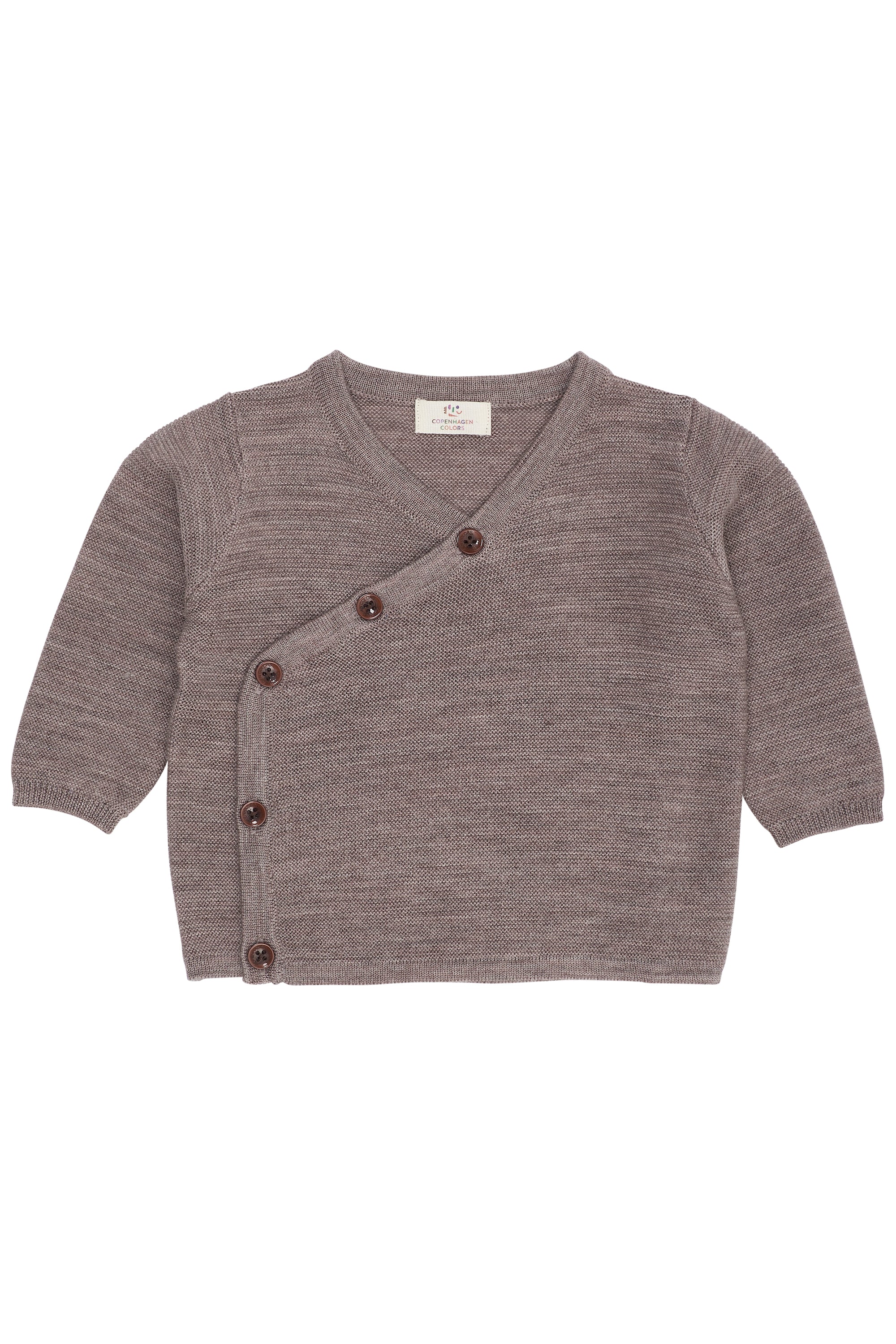 Merino wollen baby cross-over cardigan - Naturel Mel