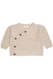 Merino wollen baby cross-over cardigan - Pale Cream Mel