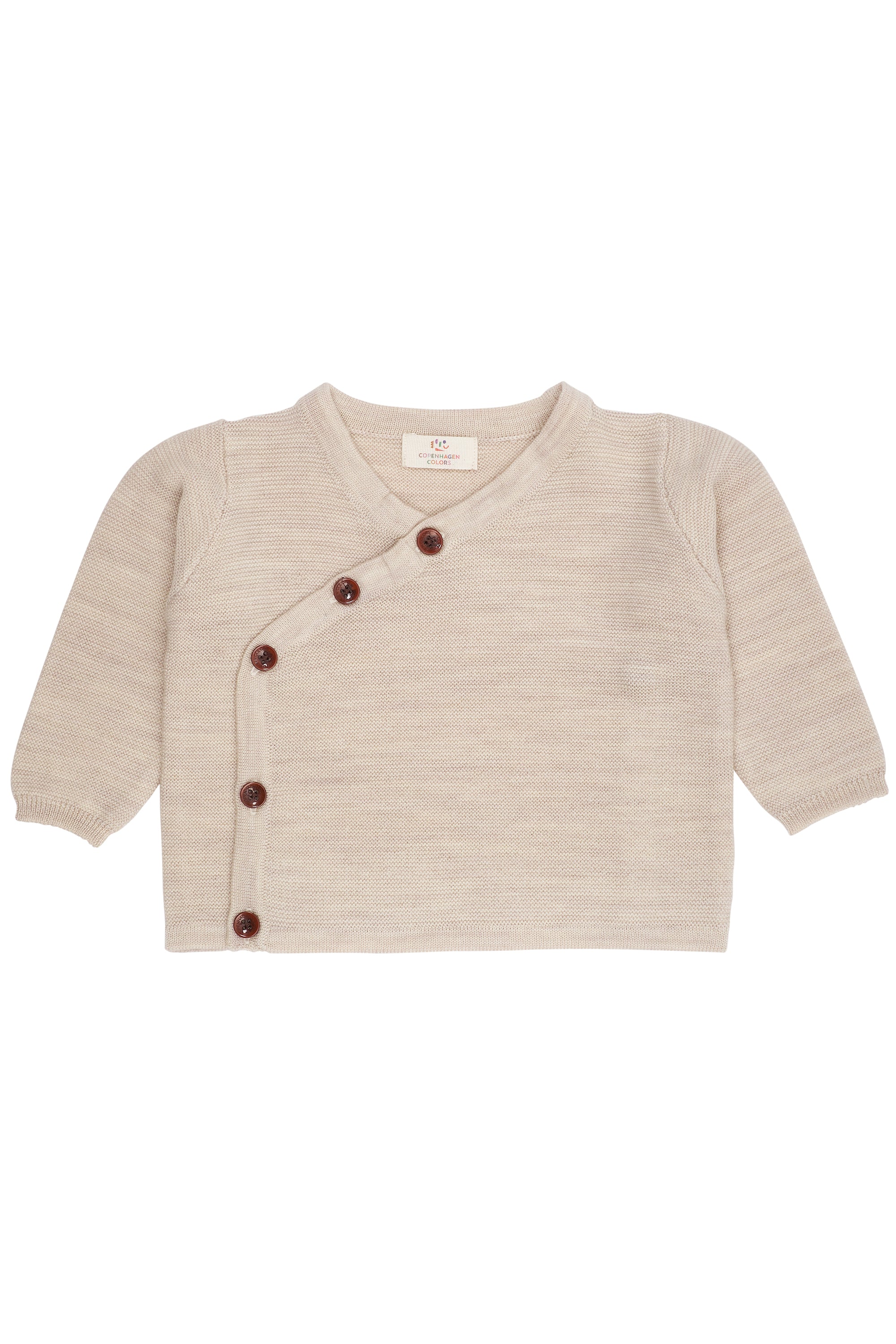 Merino wollen baby cross-over cardigan - Pale Cream Mel