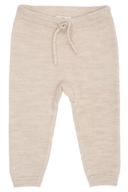 Merino wollen baby leggings garter stitch - Pale Cream Mel