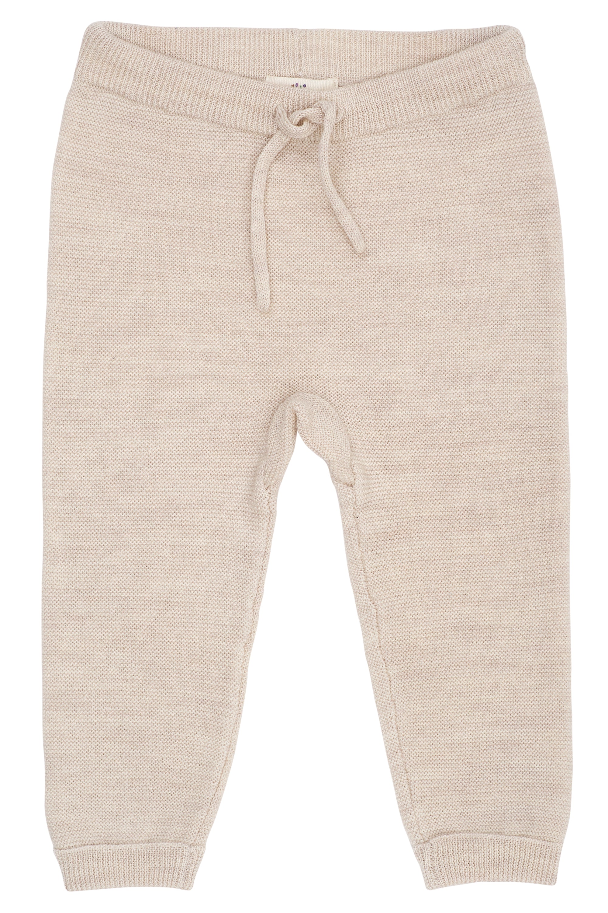 Merino wollen baby leggings garter stitch - Pale Cream Mel