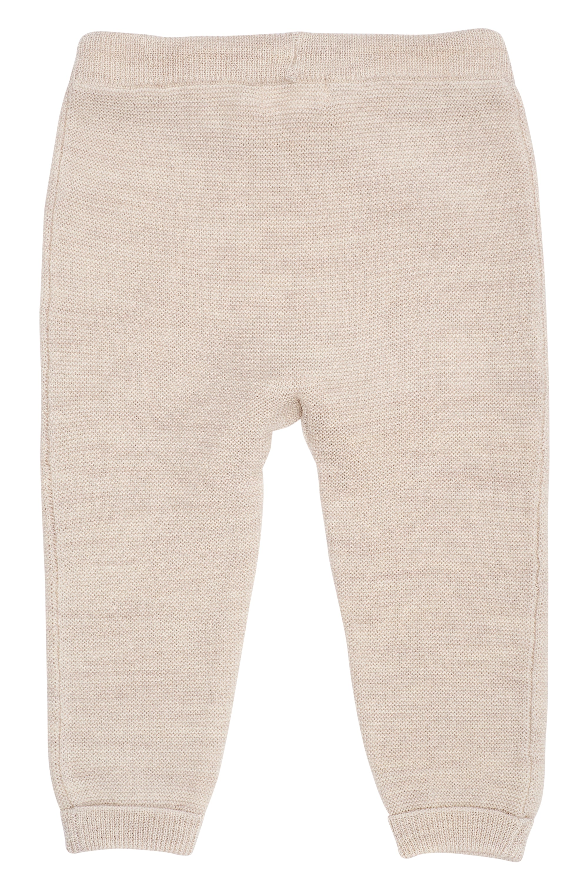 Merino wollen baby leggings garter stitch - Pale Cream Mel