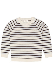 Merino wol classic rib blouse - Cream/dk.brown/dusty blue combi