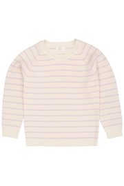 Merino wol classic rib blouse - Cream/lavender/dusty rose combi