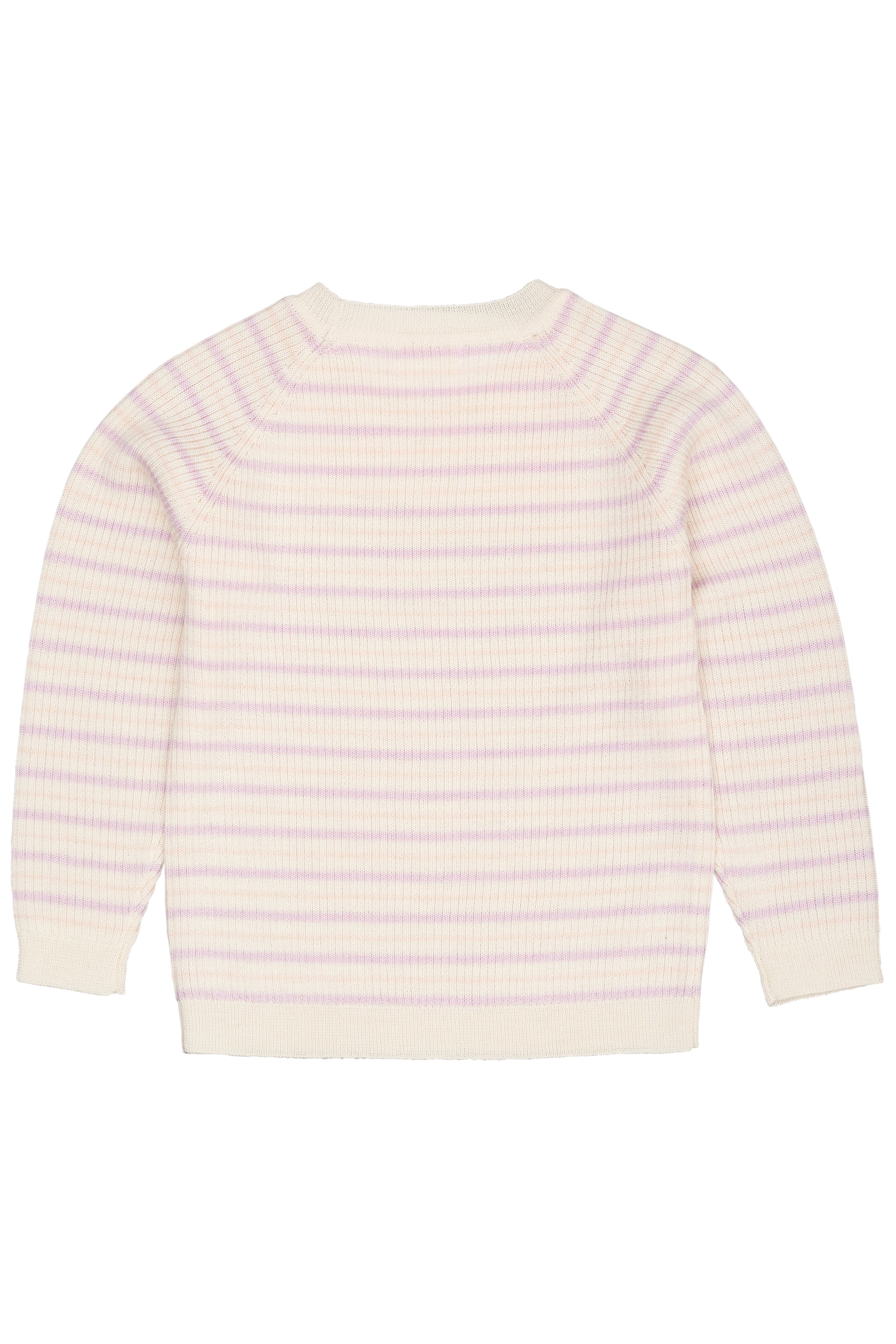 Merino wol classic rib blouse - Cream/lavender/dusty rose combi