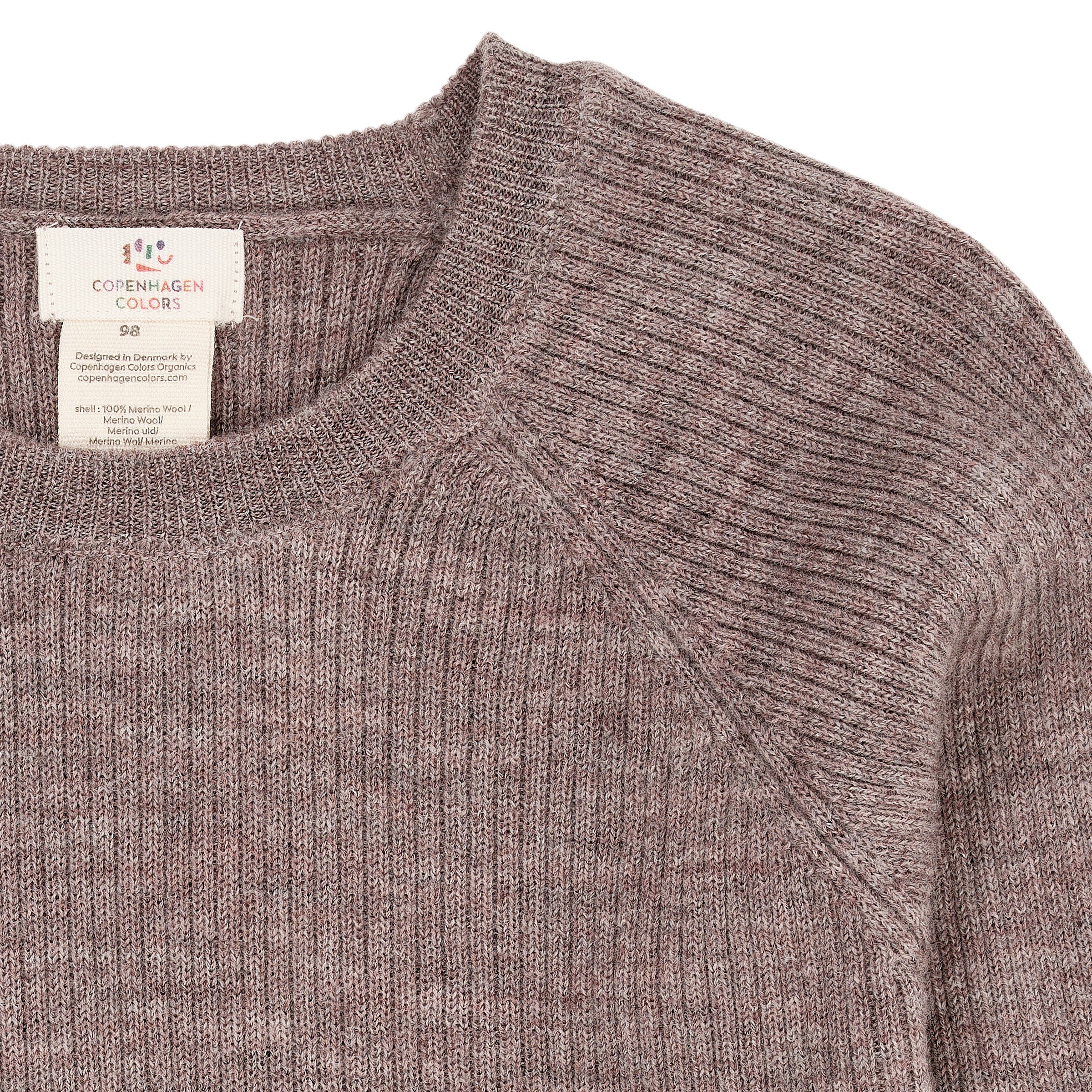 Merino wol classic rib blouse - Natural Melange