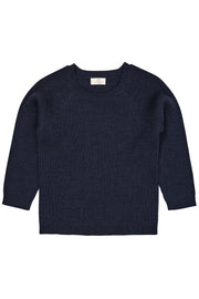 Merino wol classic rib blouse - Navy
