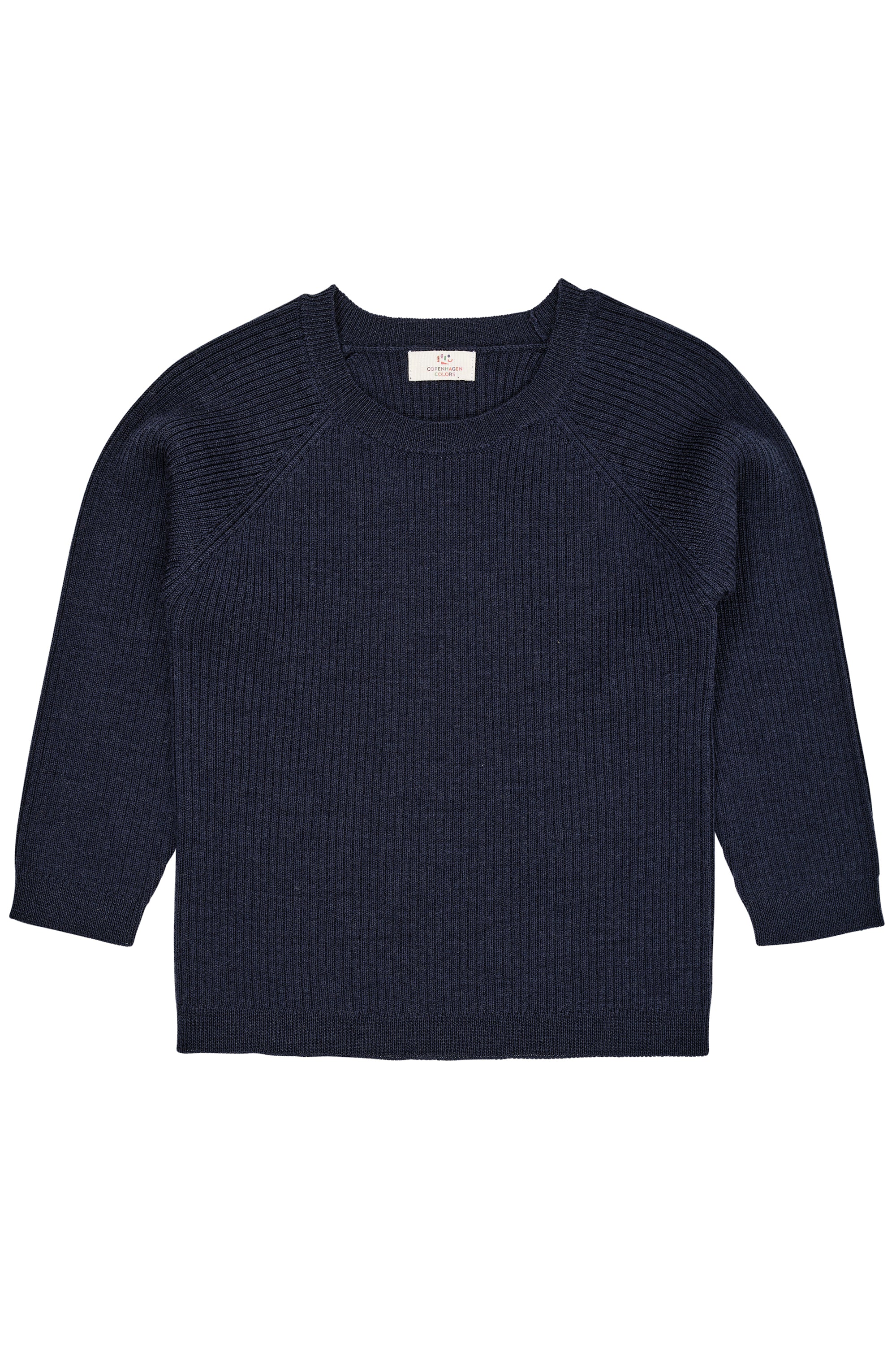 Merino wol classic rib blouse - Navy