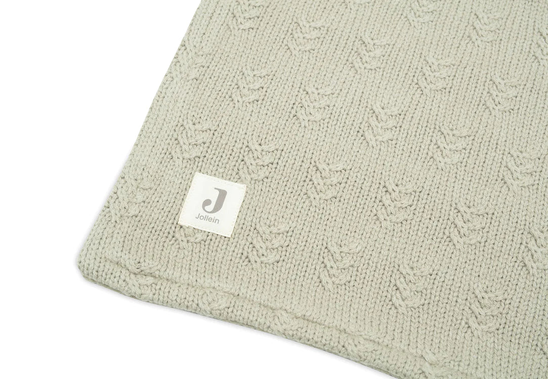 Deken Ledikant 100x150cm Grain Knit - Olive Green/Velour