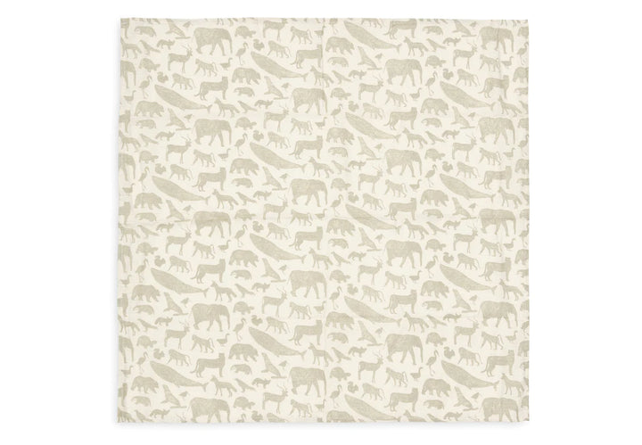 Hydrofiele Doek Small 70x70cm Animals - Olive Green - 3 Stuks