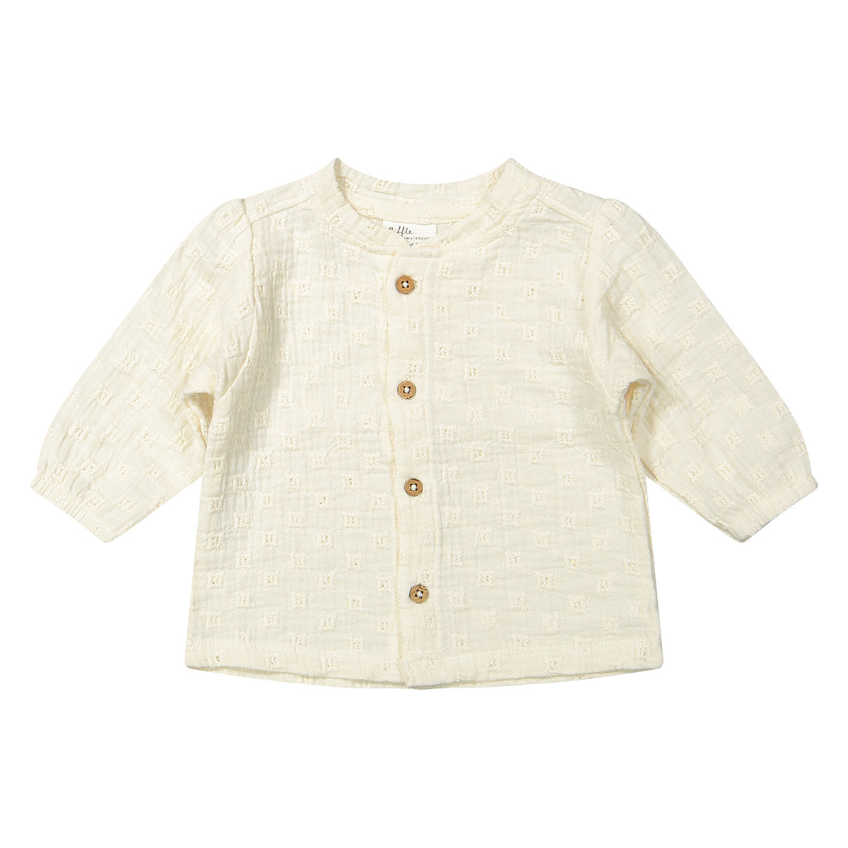 Blouse Cleo Woven White Embroidery vierkante print - Riffle Amsterdam