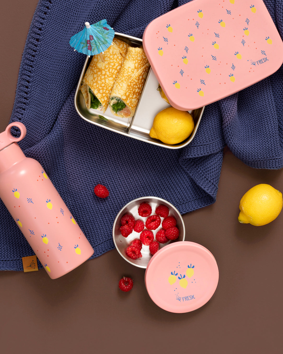 RVS snackboxjes, set van 2 - Summer fruit