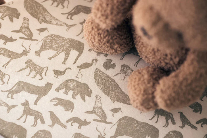 Hoeslaken wieg Jersey 40/50x80/90cm Animals - Olive Green