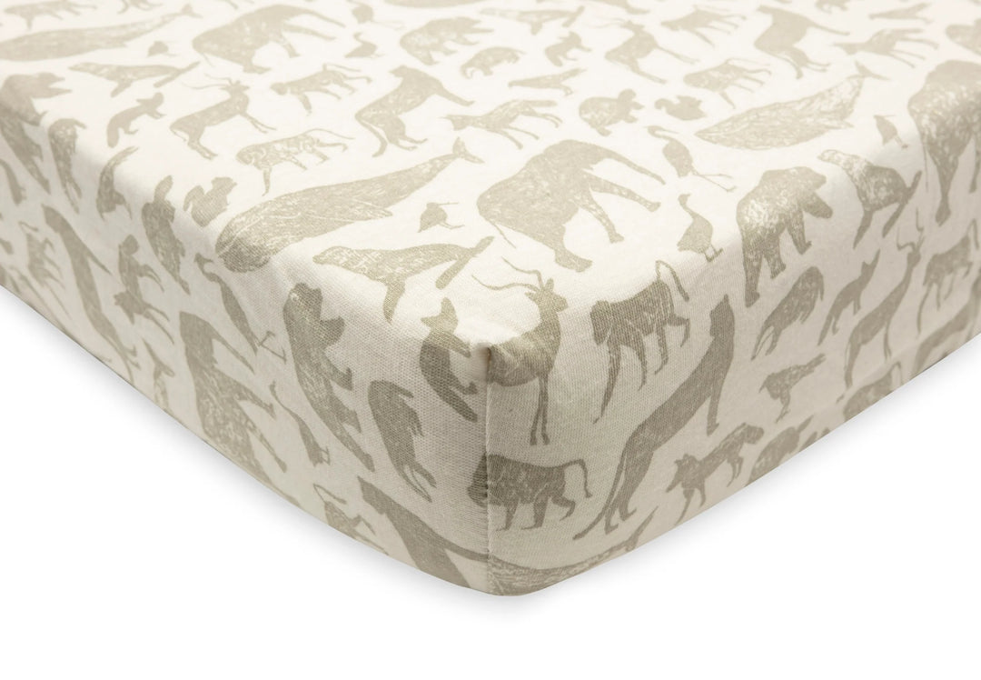 Hoeslaken Ledikant Jersey 60x120cm Animals - Olive Green