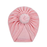 Baby turban mutsje velvet - Roze