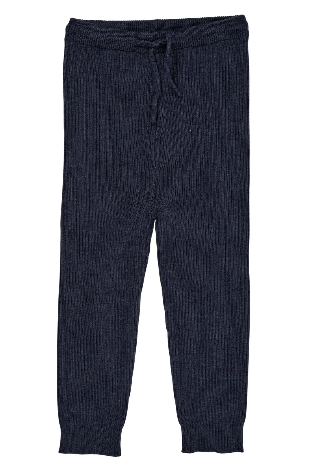 Merino wollen classic rib broek met touwtjes - Navy