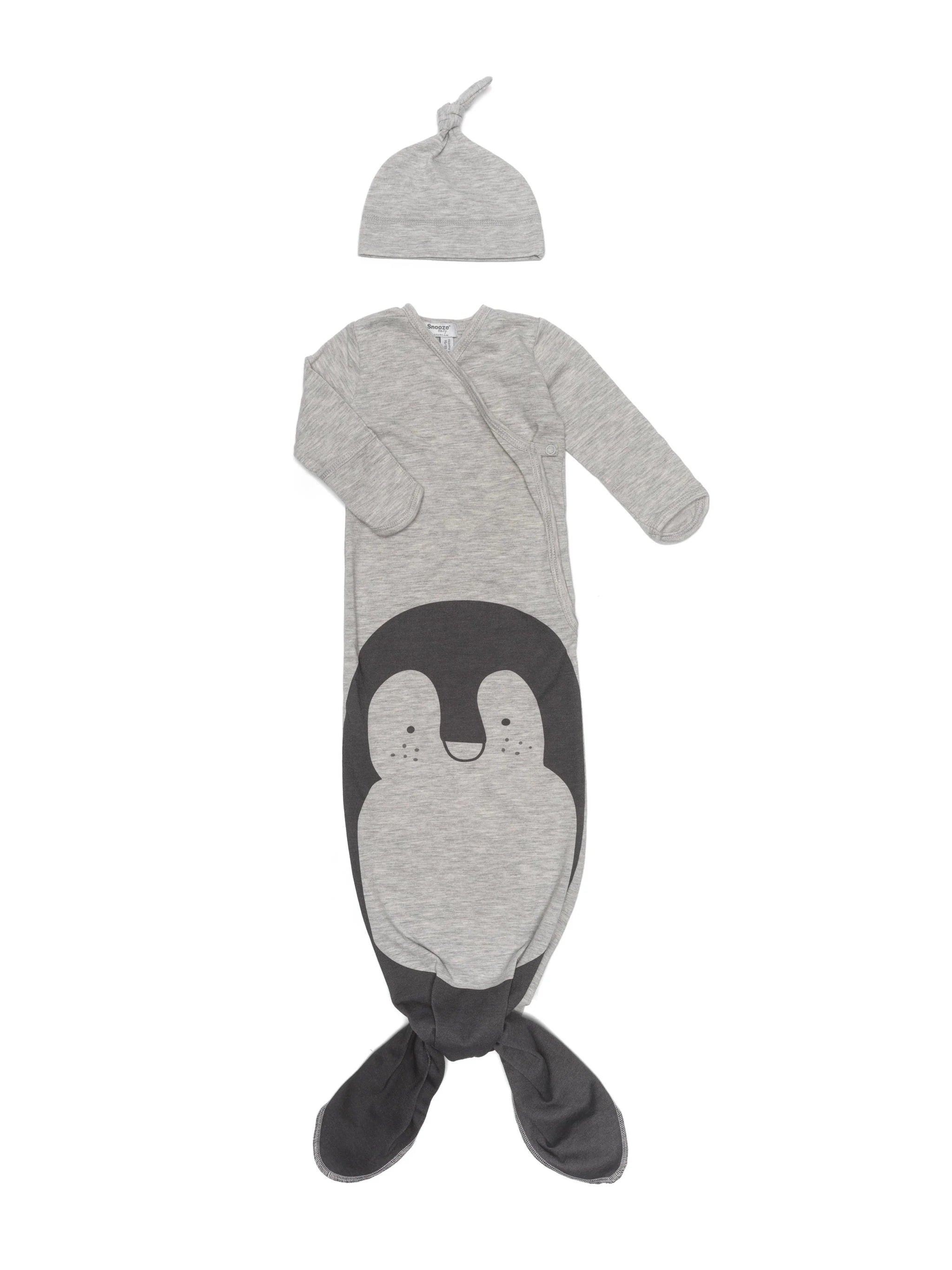 Snoozebaby  geboortepakje / cocoon incl mutsje - Grey melange Pinguin