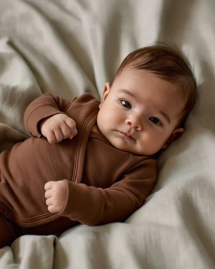 Wollen Overslagromper lange mouw – Merinowol - Cinnamon