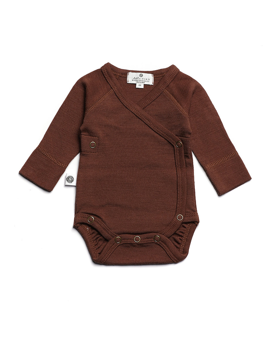 Wollen Overslagromper lange mouw – Merinowol - Cinnamon