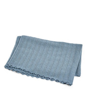Wiegdeken visgraat motief - Merino wol - Blauw